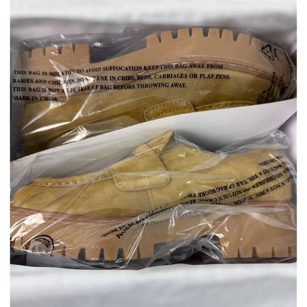Marc Fisher Moccasin Loafers Yellow Mustard Suede Platform Lug Sole NWB Size 7.5